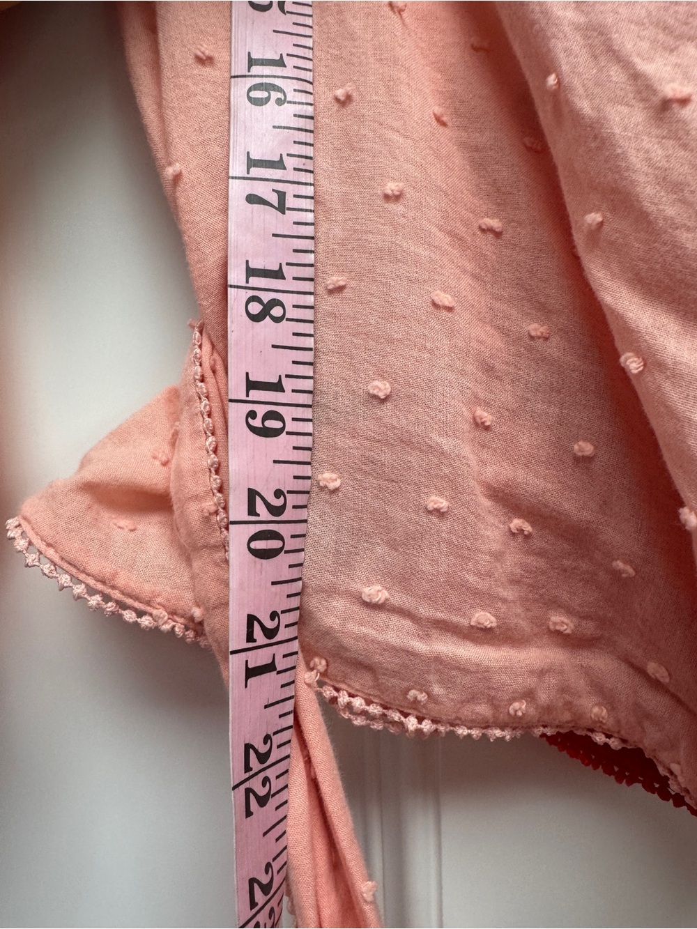 Anthropologie x FARM Rio Wrap Blouse Swiss Dot Puff Sleeve Colorblock Pink Red - Picture 7 of 15